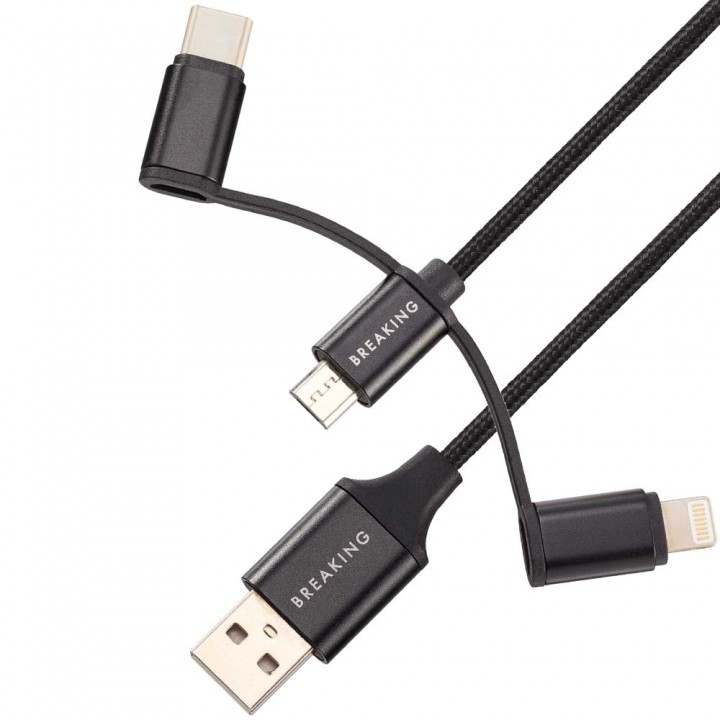 КаБель Apple Lightning 8 pin Breaking Tissue 5 в 1 Universal: USB-A, USB-C, Lightning, MicroUSB, USB-C, 2.4A, 1m