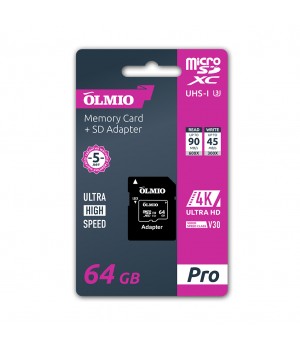 Карта памяти MicroSD Olmio 64 Gb Class 10 (+ад) UHS-I U3 V30 4K