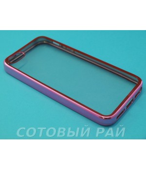 Крышка Apple iPhone 5/5S Силикон с краями металлик (Розовая)