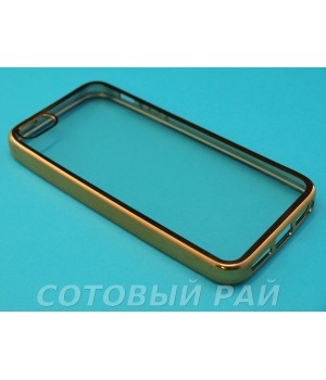 Крышка Apple iPhone 5/5S Силикон с краями металлик (Золотая)
