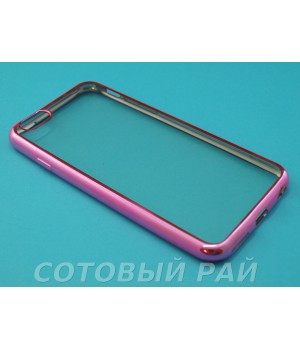 Крышка Apple iPhone 6 / 6s Силикон с краями металлик (Розовая)