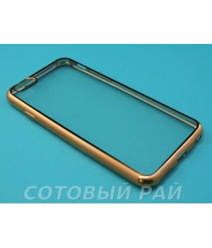 Крышка Apple iPhone 6 / 6s Силикон с краями металлик (Золотая)