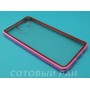 Крышка Samsung A710f (A7-2016) Силикон с краями металлик (Розовая)