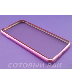 Крышка Apple iPhone 6 Plus Силикон с краями Металлик (Розовая)