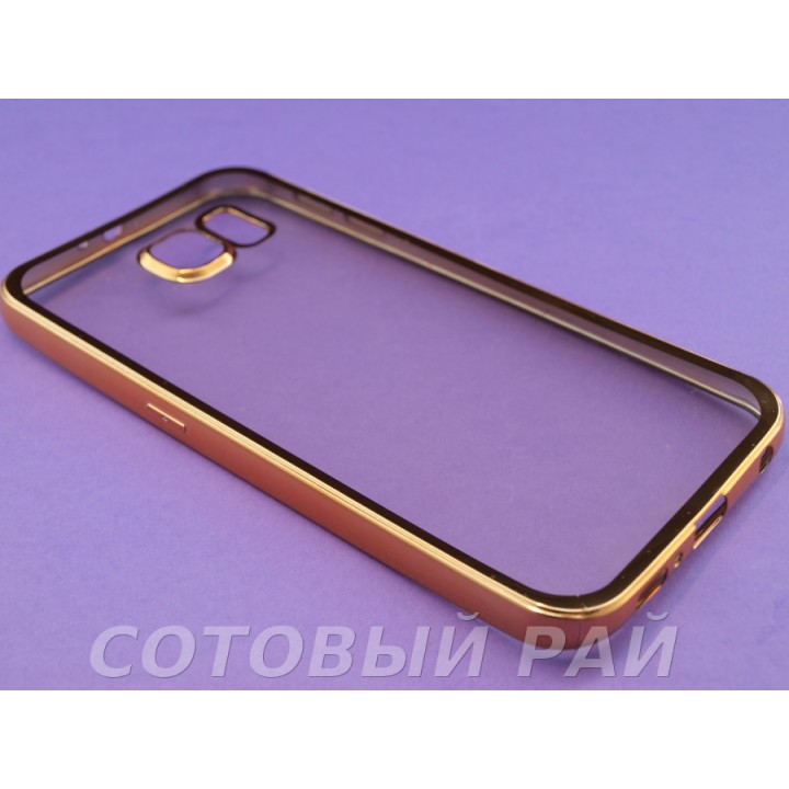 Крышка Samsung G930f (S7 Plus) Силикон с краями металлик (Золото)