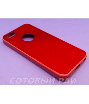 Крышка Apple iPhone 5/5S Силикон Блестящий (Красный)