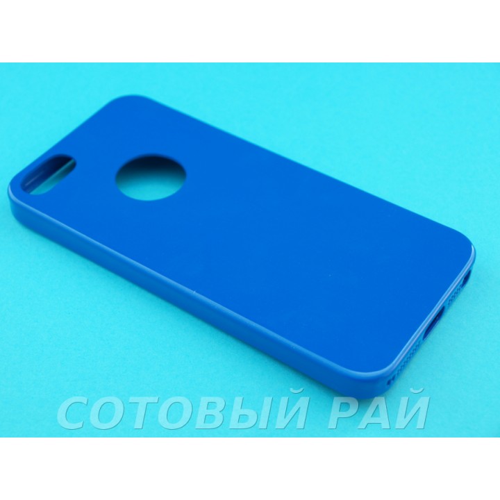 Крышка Apple iPhone 5/5S Силикон Блестящий (Синий)