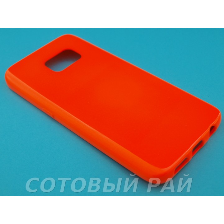 Крышка Samsung G930f (Galaxy S7) Силикон Блестящий (Оранжевый)