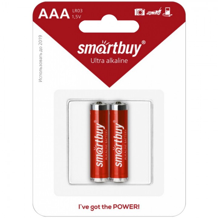 Батарейки Smartbuy мизинчик (LR03) AAA (2 штуки) Блистер Алкалиновые