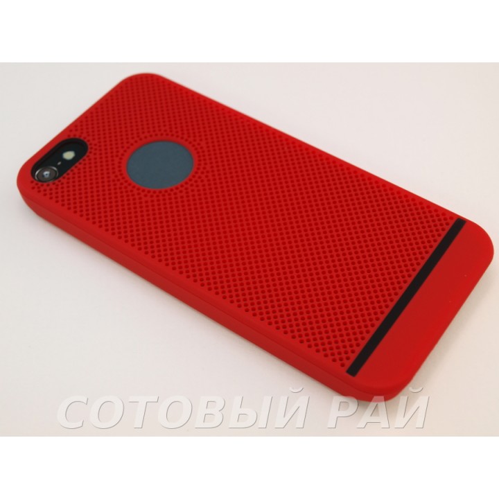 Крышка Apple iPhone 5/5S Сеточка Бархат (Красная)
