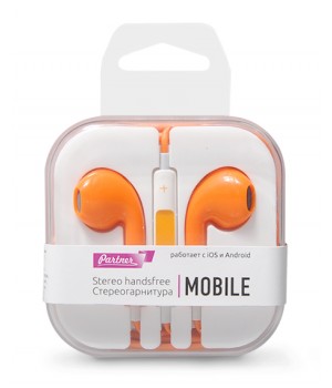 Гарнитура EuroPods Partner Mobile (Оранжевые) с микрофоном и пультом