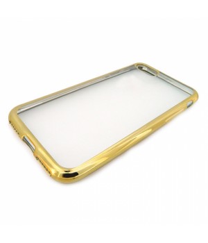 Крышка Apple iPhone 7 Силикон с краями металлик (Золотая)