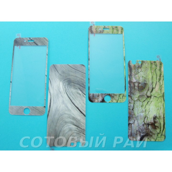 Защитное стекло Apple iPhone 6 Деревянный рисунок (Перед+Зад)