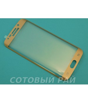Защитное стекло Samsung G925 (S6 Edge) Изогнутое (Золотое)