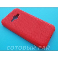 Крышка Samsung J110h (J1 Ace) Силикон Крокодил (Красная)