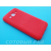 Крышка Samsung J500h (J5) Силикон Крокодил (Красная)