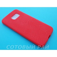 Крышка Samsung G925f (S6 Edge) Силикон Крокодил (Красная)