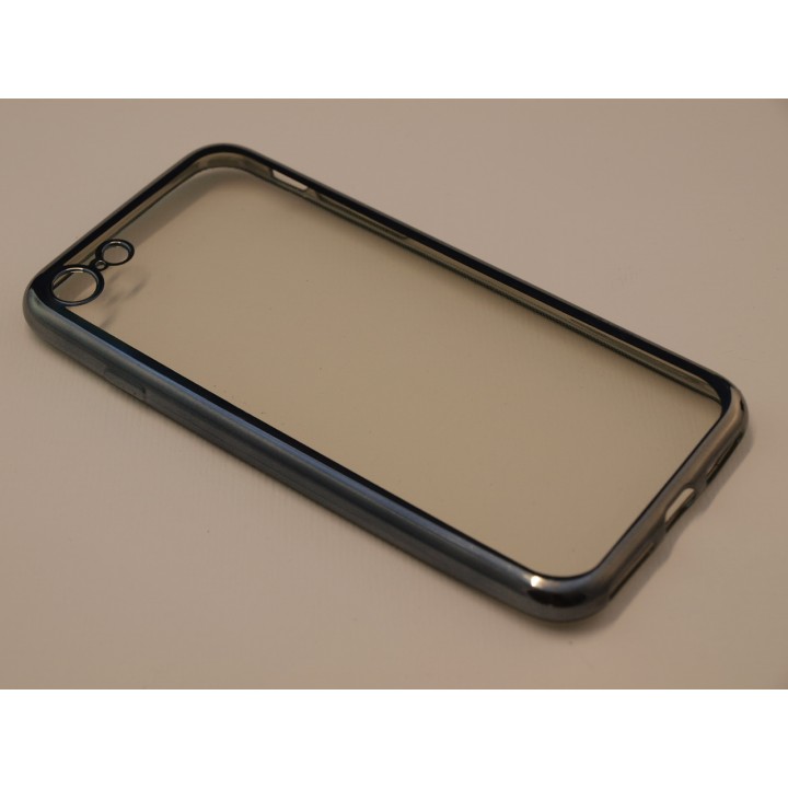 Крышка Apple iPhone 7 Силикон с краями металлик (Черная)