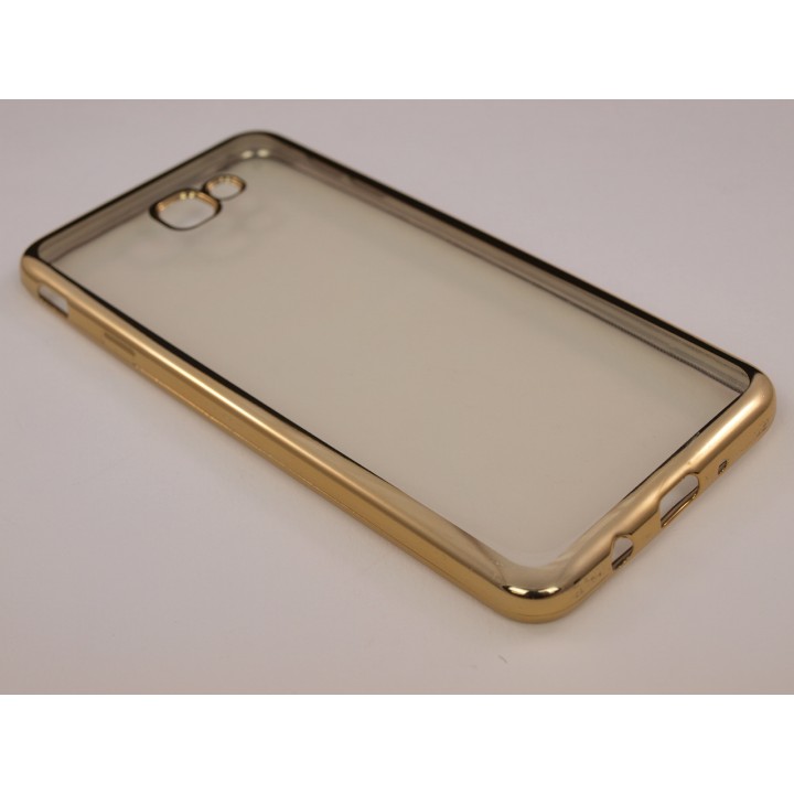 Крышка Samsung G610f (J7 Prime) Силикон с краями металлик (Золотая)