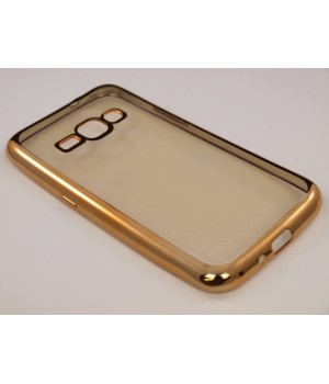 Крышка Samsung J120f (J1-2016) Силикон с краями металлик (Розовое Золото)