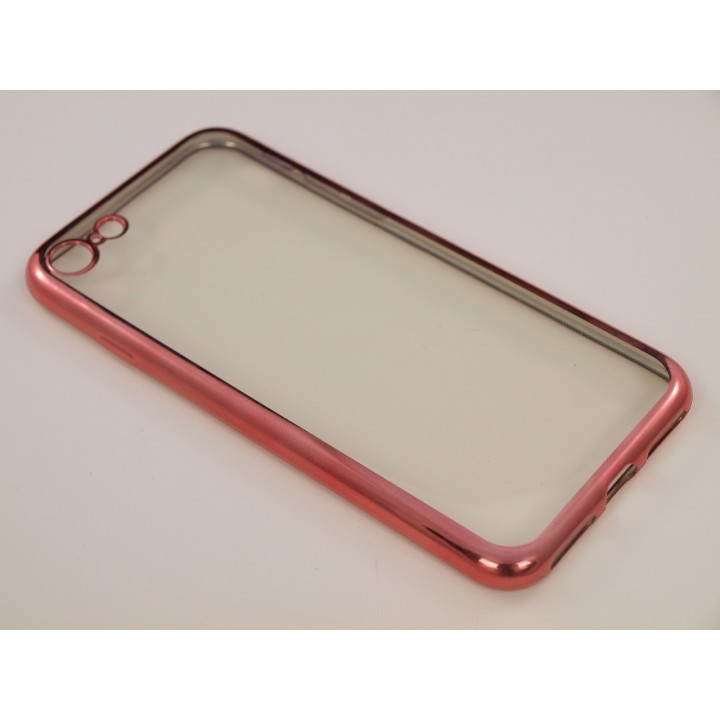 Крышка Apple iPhone 7 Силикон с краями металлик (Розовая)