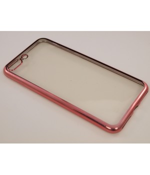 Крышка Apple iPhone 7 Plus Силикон с краями металлик (Розовая)