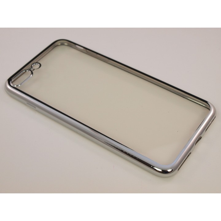 Крышка Apple iPhone 7 Plus Силикон с краями металлик (СереБро)