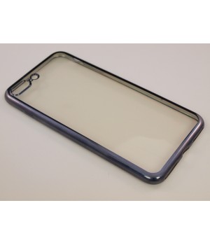 Крышка Apple iPhone 7 Plus Силикон с краями металлик (Черная)