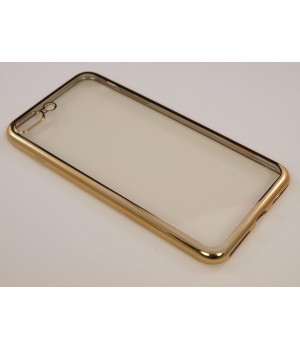 Крышка Apple iPhone 7 Plus Силикон с краями металлик (Золотая)
