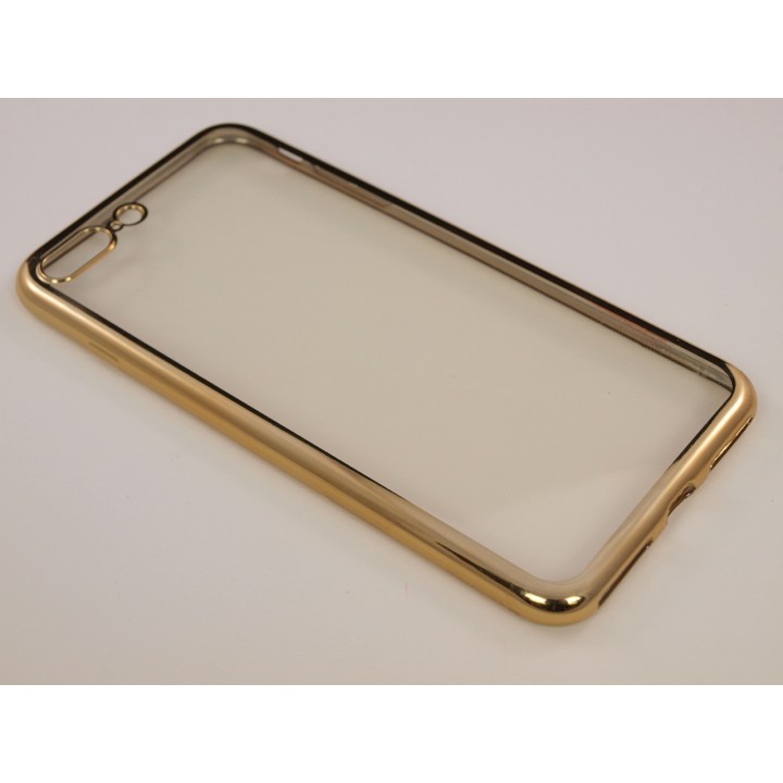 Крышка Apple iPhone 7 Plus Силикон с краями металлик (Золотая)
