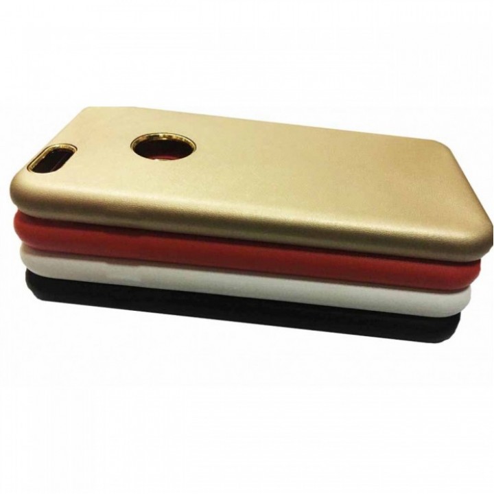 Крышка Apple iPhone 7 Plus Brauffen кожа с золотым оБодком (Красная)