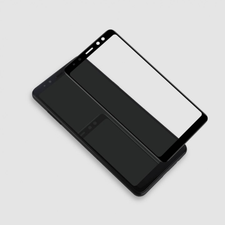 Защитное стекло Samsung A730f (A8+ 2018) Полный экран (Черное)
