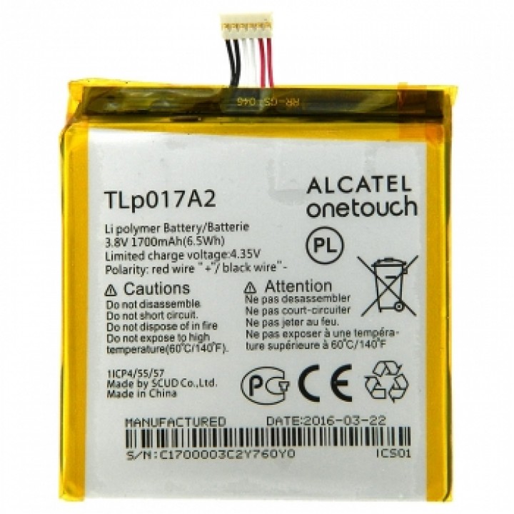 Аккумулятор Alcatel (TLp017A1) 6012D One Touch Idol mini (1700mAh) Original