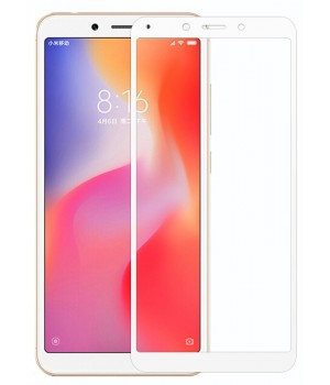 Защитное стекло Xiaomi Redmi 6 / 6A Полный экран (Белое)