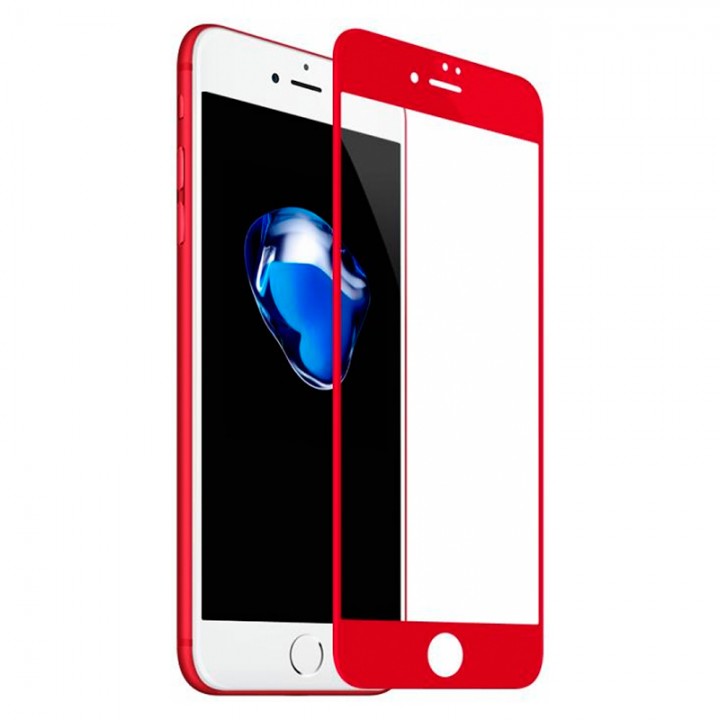 Защитное стекло Apple iPhone 7 5D (Красное)