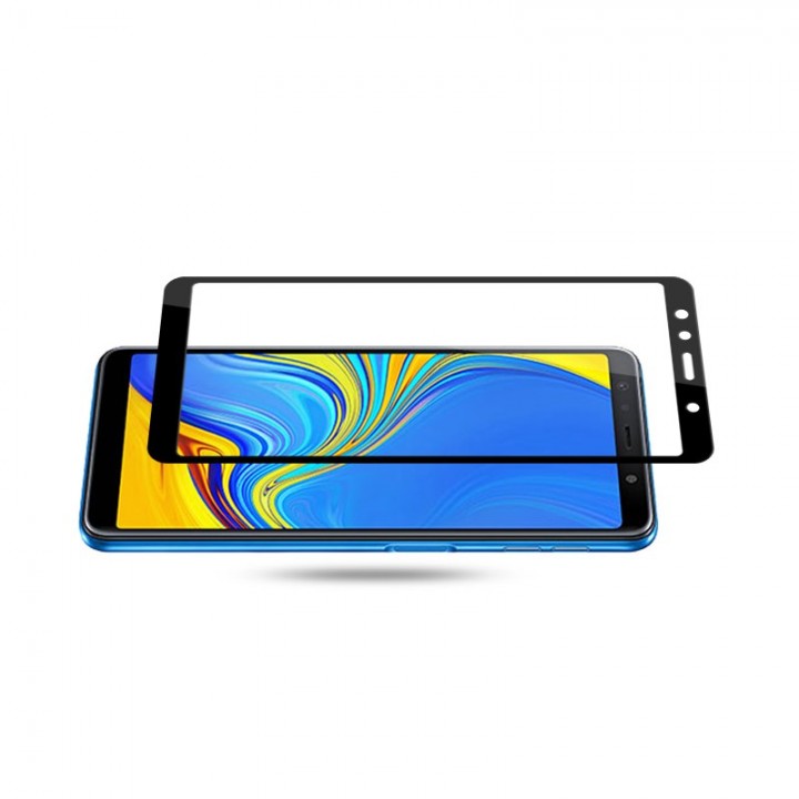 Защитное стекло Samsung A750f (A7 2018) Полный Экран (Черное)