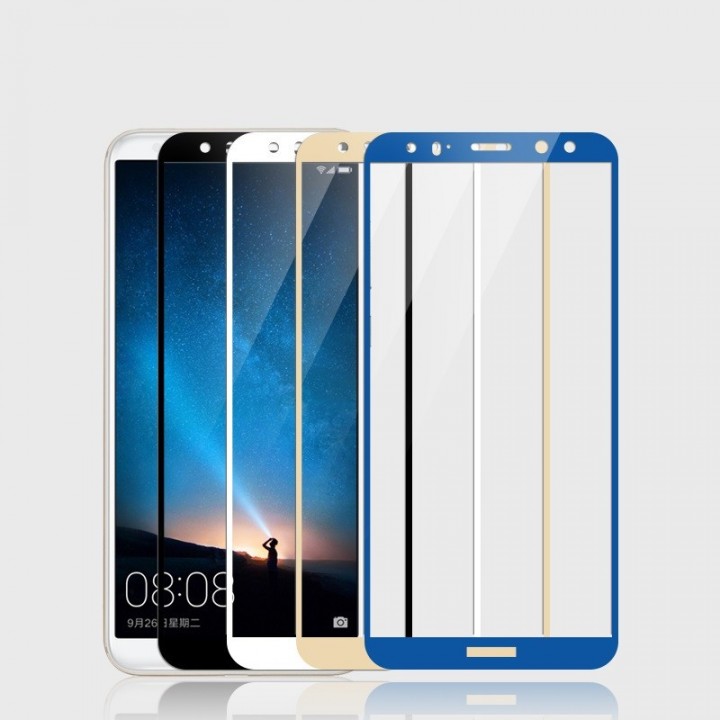 Защитное стекло Huawei Honor 8C Полный экран (Синее)