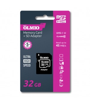 Карта памяти MicroSD Olmio 32 Gb Class 10 (+ад) UHS-i