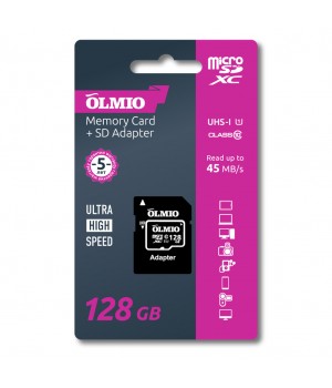 Карта памяти MicroSD Olmio 128 Gb Class 10 (+ад) UHS-I