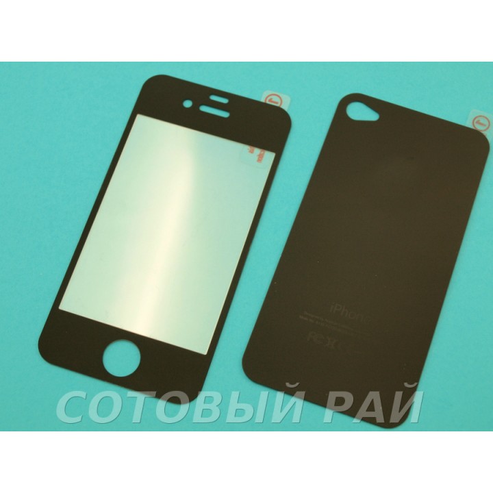 Защитное стекло Apple iPhone 6 Зеркало Матовое Черное (Перед+Зад)