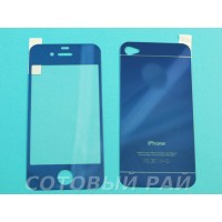 Защитное стекло Apple iPhone 6+ Зеркальное Синее (Перед+Зад)