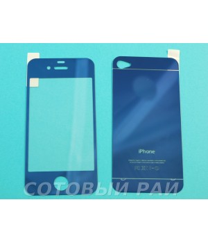 Защитное стекло Apple iPhone 6 Зеркальное Синее (Перед+Зад)