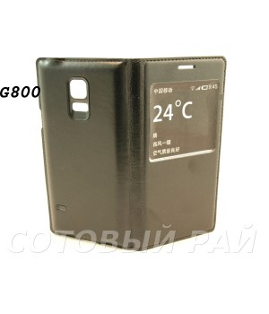 Чехол-книжка Samsung G800 (S5 Mini) Flip Cover Боковой с окном (Черный)