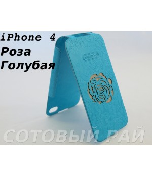 Чехол-книжка Apple iPhone 4/4S U-Link (Роза ГолуБая)