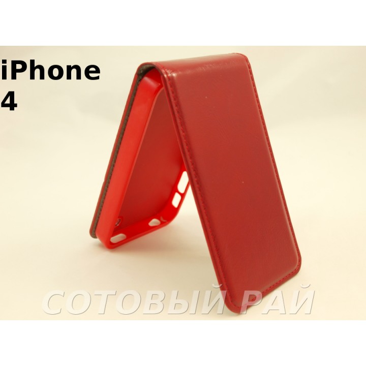Чехол-книжка Apple iPhone 4/4S Silikon (Красный)